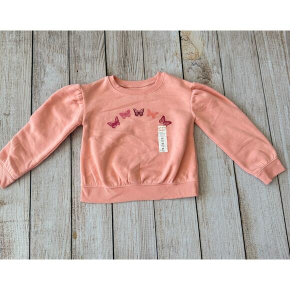 NWT 5T JUMPING BEANS PINK BUTTERFLY FLEECE SWEATSHIRT - Picture 1 of 2
